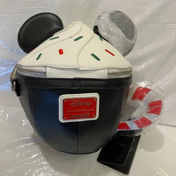 New Loungefly Disney Mickey Mouse Hot Cocoa Cup Mug Crossbody Bag - Picture 11 of 11